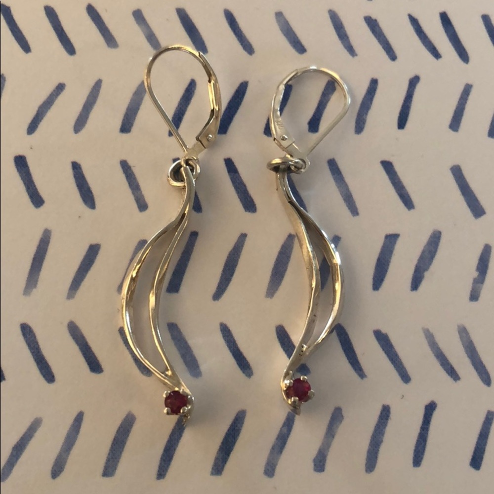 Custom Made Ruby And Sterling Silver Earrings - image 1